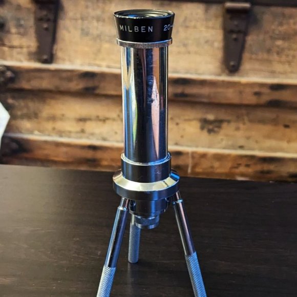 Rare Vintage (mid 19th Century) Field Microscope & Blue Light Lamp by Milben - Picture 8 of 15